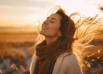 woman in the wind